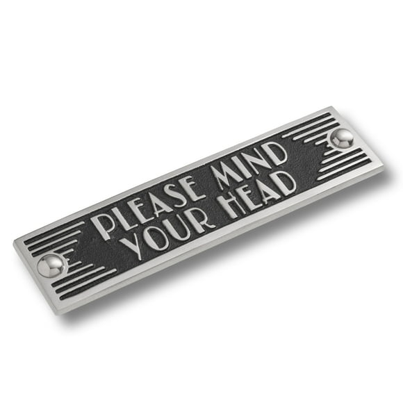 The Metal Foundry Mind Your Head Metal Door Sign. Art Deco Style Home Décor Accessories Door Or Wall Aluminium Plaque. Handmade In England.