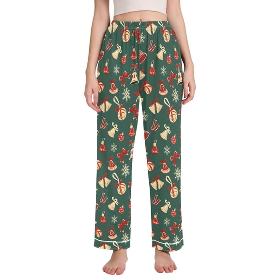 joogoo Women Christmas Bells Pajamas Pants Lounge Bottoms Pjs with Pockets M
