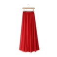 thumbnail image 5 of Women Chiffon Skirt Elastic High Waist Pleated Ankle-Length Skirt Solid Color Flowy Hem Long Skirt Daily Wear, 5 of 8