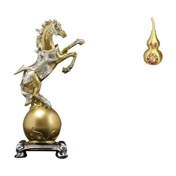 Figura de calabaza de caballo de resina moderna, adorno artesanal para centro de mesa, estante, sala de estar, oficina, Feng Shui, estatua decorativa