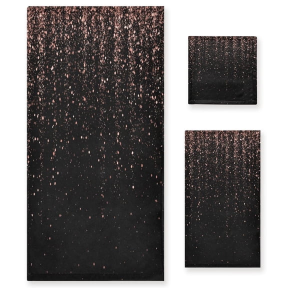 3 Piece Bath Towels Set Bath Towel, Hand Towel and Face Towel for Bathroom, Gym, Hotel Rose Gold Glitter