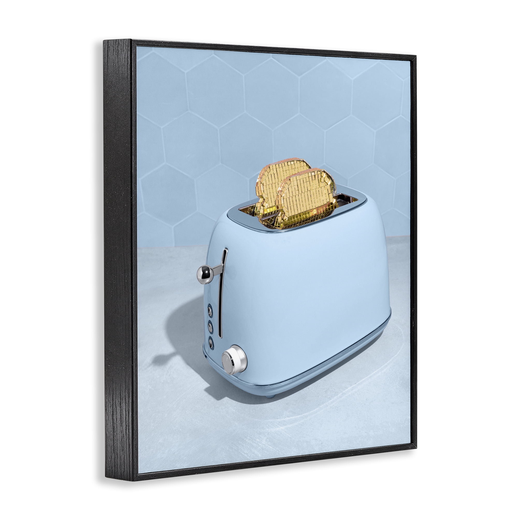 Stupell Industries Golden Disco Toaster Over Black Framed Giclee Art, design by LISH Creative