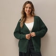 thumbnail image 4 of QUALFORT 100% Cotton Cardigan Sweaters for Women, V Neck Button Down Chunky Knit Cozy Relaxed Fit Sweater Cardigan, Dark Green XXL, 4 of 9