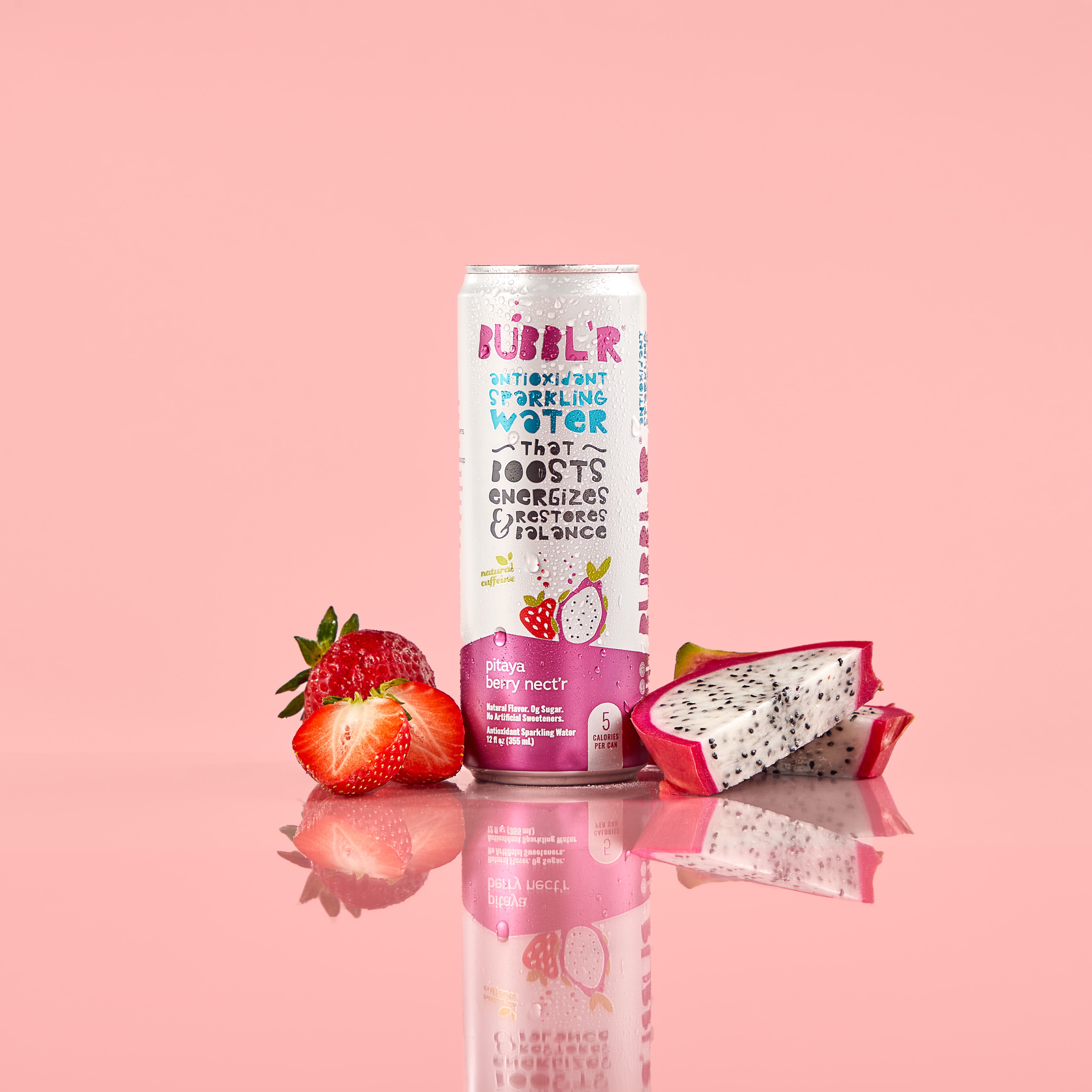 (4 pack) BUBBL'R Antioxidant Sparkling Water, Pitaya Berry Nect'r, 12 fl oz, 6 Pack Cans