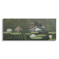 Stupell Industries Duck Family in Pond Animals & Insects Painting Gallery Wrapped Canvas Print Wall Art, 48 x 20