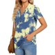 thumbnail image 4 of mfyjkho Tops Para Hacer Ejercicio Para Mujer, Top/Camiseta De Manga Corta Con Cuello En V, Botones Y Rayas Degradadas Para Mujer Tops Para Hacer Ejercicio Xxxl, 4 of 7