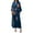 Dark blue, variant on Kelon Women Robes Clearance Women's Blended Pajamas Women's Satin Pajamas Seven Sleeve Cool Feeling Floral Printed Robe Bathrobe Loungewear