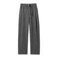 thumbnail image 3 of YueHuiYing Mens Fashion Casual Elastic Waist Drawstring Baggy Pants Loose Fit Wide Leg Straight Sweatpants, 3 of 7