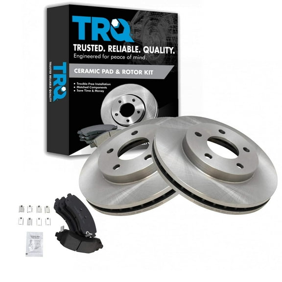TRQ Front Brake Pad & Rotor Kit Brake Pads Brake Rotor Ceramic Fits Select 2002-2007 Buick Rendezvous 2001-2005 Pontiac Aztek