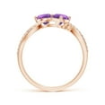 thumbnail image 2 of ANGARA Natural Round Amethyst Two Stone Bypass Ring with Diamonds in 14K Rose Gold for Women (Size-5mm) | February Birthstone, Birthday, Anniversary, Jewelry Gift for Women | Natural Amethyst Ring, 2 of 9