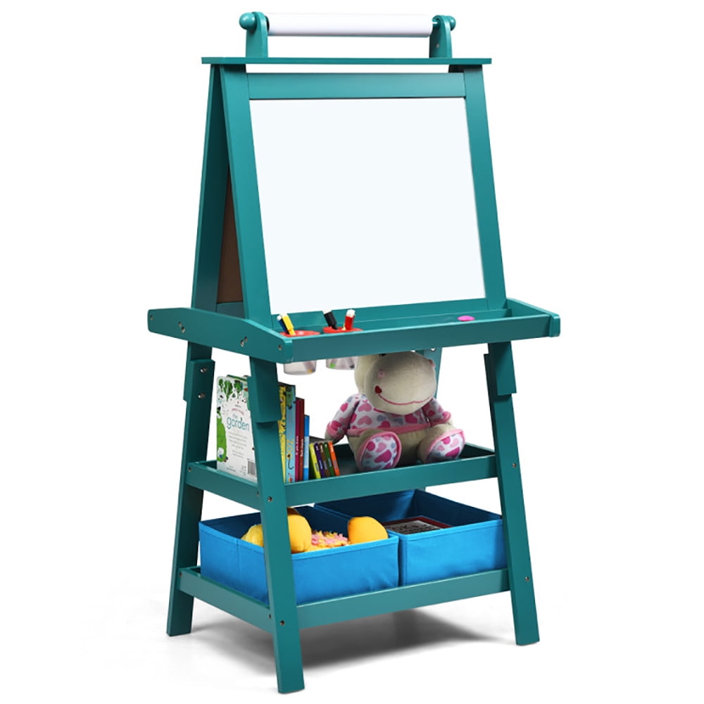 CIPACHO 3-in-1 Double-Sided Storage Art Easel, Toddler Art Easel for Kids Ages 3-8, Educational Toys Gifts for Boys Girls, Green
