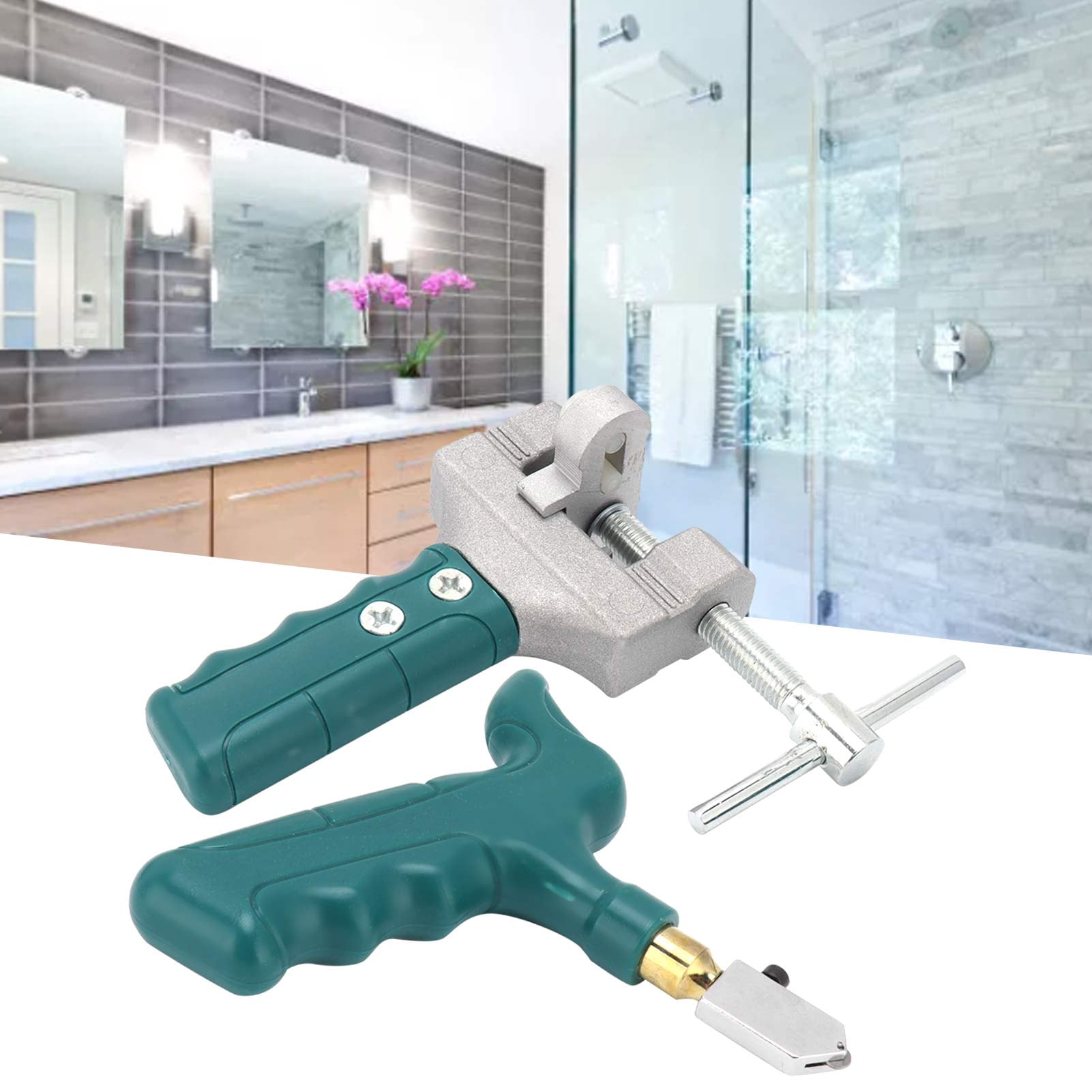 Riousery Professional Glass Cutter Kit Portable Handheld Manual Ceramic Tile Opener Cutting Tool Accessory for Precise Scoring (4.5x4.3 inches / 115x110mm)