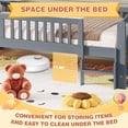 thumbnail image 4 of PAPROOS Wood Twin Platform Bed Frame, Twin Size Bed Frame with Fence Guardrail Ladder, No Box Spring Needed, Grey, 4 of 9