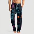 thumbnail image 2 of Satingcolo Mens Pajama Pants Red Bats Halloween, Cotton Soft Sleep Lounge Pj Bottoms with Pockets Drawstring, 2 of 6