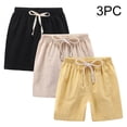 thumbnail image 4 of XXWXYD Boys Shorts 3 Pack Cotton Linen Elastic Waist Shorts Drawstring Summer Casual Comfort Shorts Playwear Schoolwear Activewear Outdoor, 4 of 4