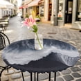 thumbnail image 6 of Black Coastal Round Tablecloth for 45-54 Inch Tables, Fitted Table Cover with Elastic Edge, Nautical Summer Beach Seaside Ocean Waterproof Outdoor Table Cloth Protector for Patio Garden Dinner Picnic, 6 of 9