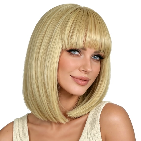LOHXINHAIR Bob Wig Straight Shoulder Length Blonde Hair for Women