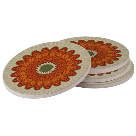 

KuzmarK West Coast Remix Coasters for Drinks Absorbent Ceramic Stone Round Cork Backing