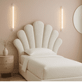 thumbnail image 2 of Cama Individual Shell Tapizada en Terciopelo Color Hueso Cabecera Decorativa Moderna Artdejol, 2 of 6