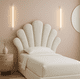 thumbnail image 2 of Cama Individual Shell Tapizada en Terciopelo Color Hueso Cabecera Decorativa Moderna Artdejol, 2 of 6