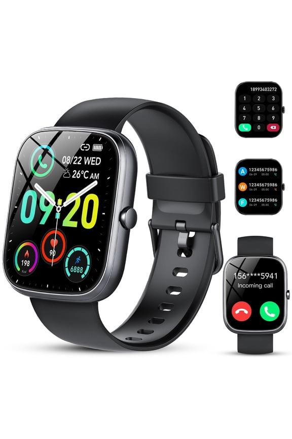 Smart Watch Fits for Android and iPhone, IP68 Waterproof Smartwatch for Women Men 100+ Sports Modes 1.91-inch Fitness Tracker, Smart Watch with Bluetooth Call(Answer/Make Calls), for Gift Black
