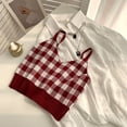 thumbnail image 3 of Camisola de punto con cuadros, top corto sin mangas a cuadros, bonito chaleco para adolescentes, niñas y mujeres, atuendo de verano, 3 of 5