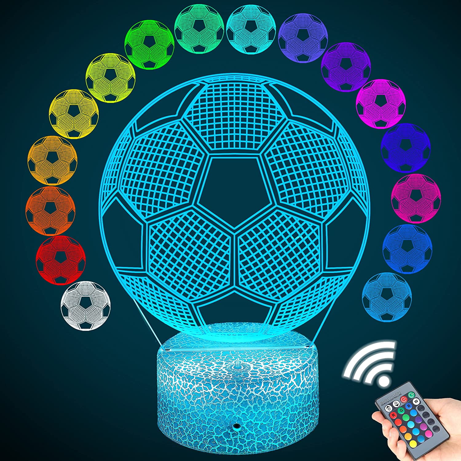Football Club 3D Optical Illusion LED Lamps Night Light,Amazing 7 Colors Quick Touch Switch Lamps,USB Powered Deco Lamps,Birthday Christmas Holiday Gift for Kids and Friends Manchester City FC 