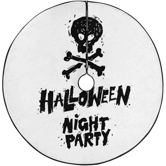 FMSHPON Halloween Skull Bones Xmas Christmas Tree Skirt Stand Mat for Holiday Party Decoration Indoor Outdoor 48 inches