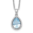 thumbnail image 2 of Auriga Fine Jewelry 925 Sterling Silver Rhodium Created Aquamarine and CZ Necklace for Women 18", 2 of 6