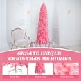 thumbnail image 2 of SESSLIFE 7.5ft Snowy Pink Christmas Tree, Slim Pencil Design, Easy 3-Step Setup with Hinged Branches and Metal Stand, 1075 Tips for Lush Look, Unlit for Custom Decor, 2 of 6