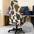 thumbnail image 3 of SCRAWLGOD Fur Pattern Cow Print Brown Beige 4 Pieces Gaming Chair Cover, Stretchable Computer Seat Cover with Armrest Cushion Removable Washable Rotating Chair Protective Slipcover, 3 of 7