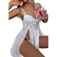 thumbnail image 4 of Faithtur Femmes Été 2PCS Lingerie Ensembles Dentelle Transparente Robe de Nuit avec String Taille Basse, 4 of 7