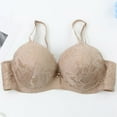 thumbnail image 3 of Fatuov Lace Wire Bras for Women Solid Color Push Up Soft Everyday Bra for Vacation, Supportive Full Coverage Lightly Lined Bra 38C, Khaki, 3 of 4