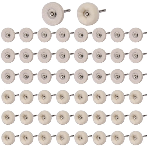 50 PCS 1 Inch Wool Felt Polishing Accessory Kits, 25 Each Spherical/Flat Buffing Wheels for Proxxon Dremel Rotary Tool - 1/8" Shank, Ideal for Wood Metal Jewelry and Glass Polishing
