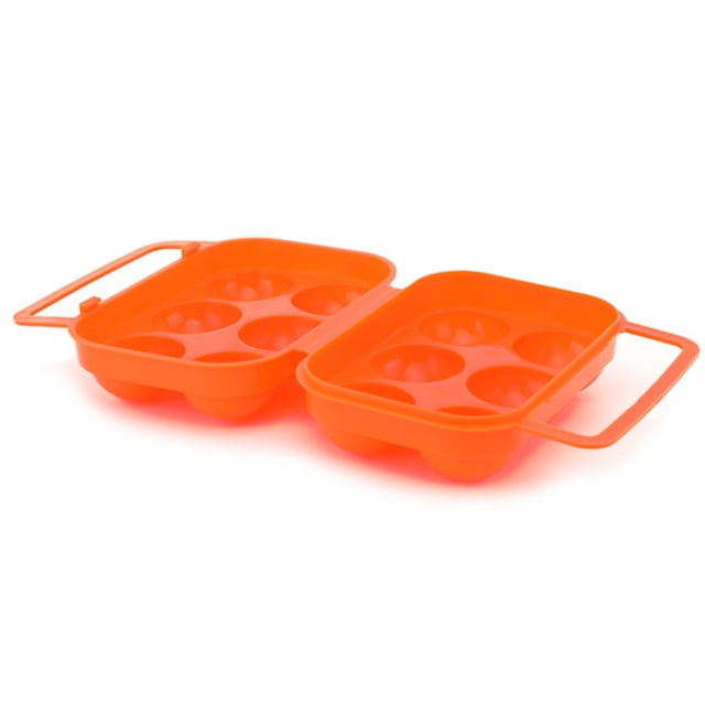 Contenedor portátil de plástico para 6 huevos de camping para exteriores, caja de almacenamiento con asa