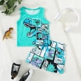 thumbnail image 5 of RTKFRFLM Boys Dinosaur Print Tank Top and Shorts Set Summer Lightweight Casual Outfit with Elastic Waist, 5 of 7
