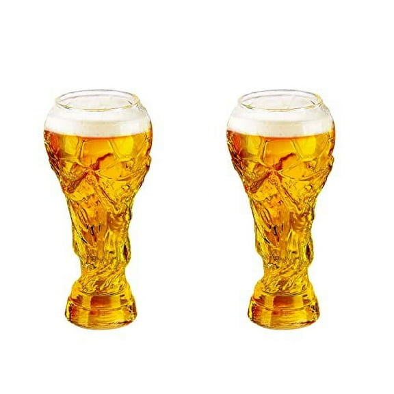 Fymlhomi WDDH 2022 World Cup Beer Glass Set of 2 - Creative 450ml Beer Mug - Embossed Football Beer Mugs Personalized - Crystal World Cup Glasses, Beer Party Bar Supplies For Watching Soccer