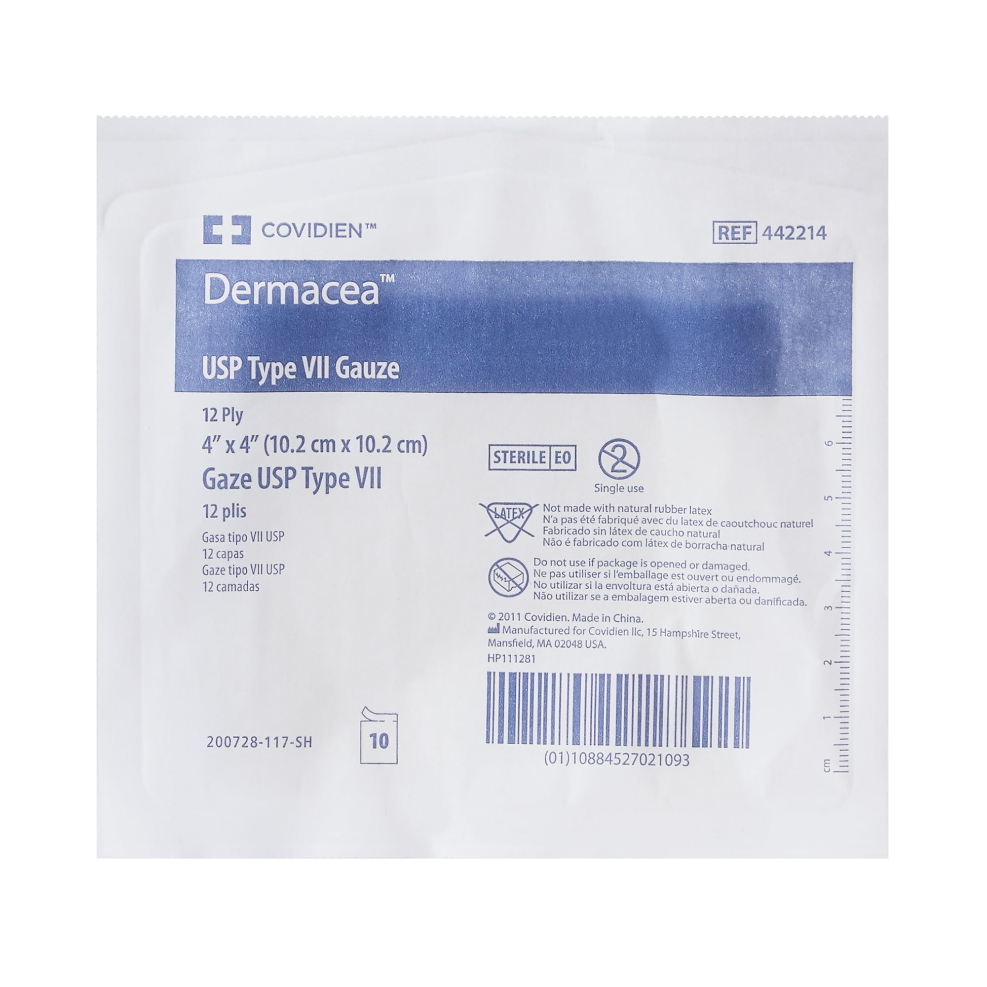 Curity Gauze Sponges, Sterile, 12-Ply USP Type VII Gauze Sponge, 3 in x 3 in, 2 per Pack, 1200 Packs, 2400 Total