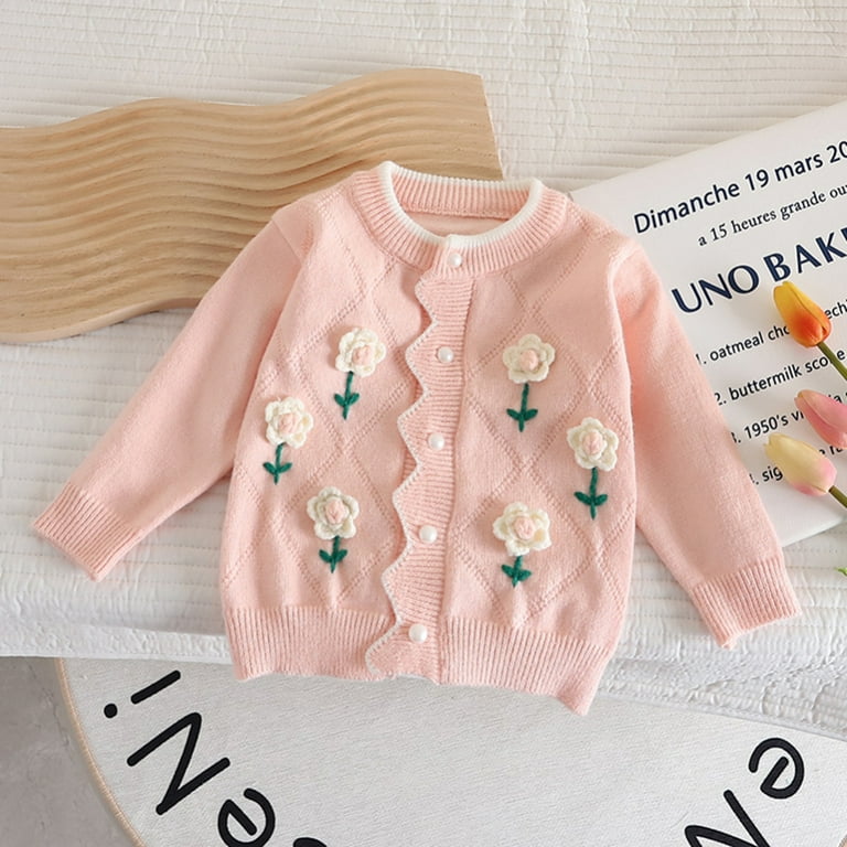 GYRATEDREAM Toddler Girls Crewneck Cardigan Sweaters Long GYRATEDREAM Toddler Girls Crewneck Cardigan Sweaters Long