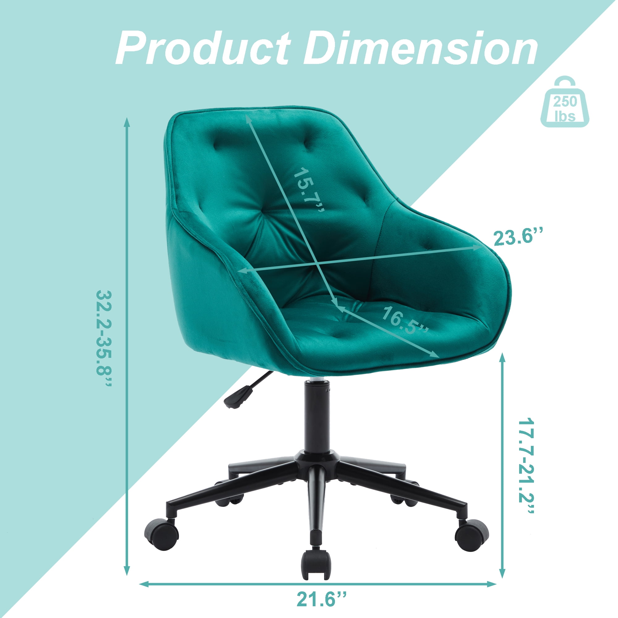 Elegent Velvet Office Chair with Wheels