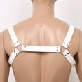 thumbnail image 4 of Aiihoo Men's Body Chest Harness Belt PU Leather Body Cage Belt Adjustable Punk Gothic Shoulder Strap Clubwear Costume White B One Size, 4 of 6