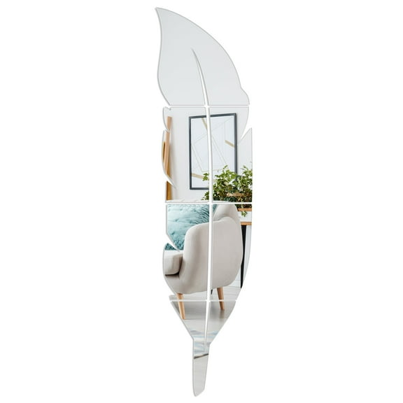 47x12 Inch Feather Mirror Wall Sticker, Adhesive Full Length Body Mirror for Wall - Gym, Bedroom, Closet, Door Decor, Shatterproof & Flexible