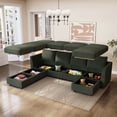thumbnail image 4 of Marrber Convertible Modular Sectional Couches with Reversible Storage Seat and Ottoman, 7-Seater Sleeper Sofa for Living Room, Apartment, Corduroy Green, 4 of 8