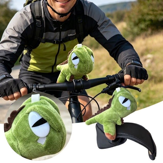 Tong Handlebar Dinosaur Stuffed Animal Pendant Soft Suitable For Scooters And Motorcycles (Green)