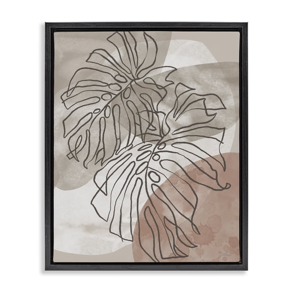Stupell Industries Eclectic Leaf Outlines in Earth Tones Black Floating Frame Canvas Art, 17 x 21, by Cat Thurman Designs