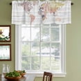 thumbnail image 4 of 2 Pack Valances for Windows, World Map Window Valances for Living Room/Bedroom/Bathroom, Farmhouse Abstract Illustration Wooden Grain Light Filtering Kitchen Curtain Valance 42"W x18" L, 4 of 9