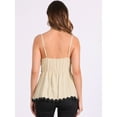 thumbnail image 3 of DARING DIVA Women's Spaghetti Straps Contrast Color Peplum Tank Top XS Apricot, 3 of 6