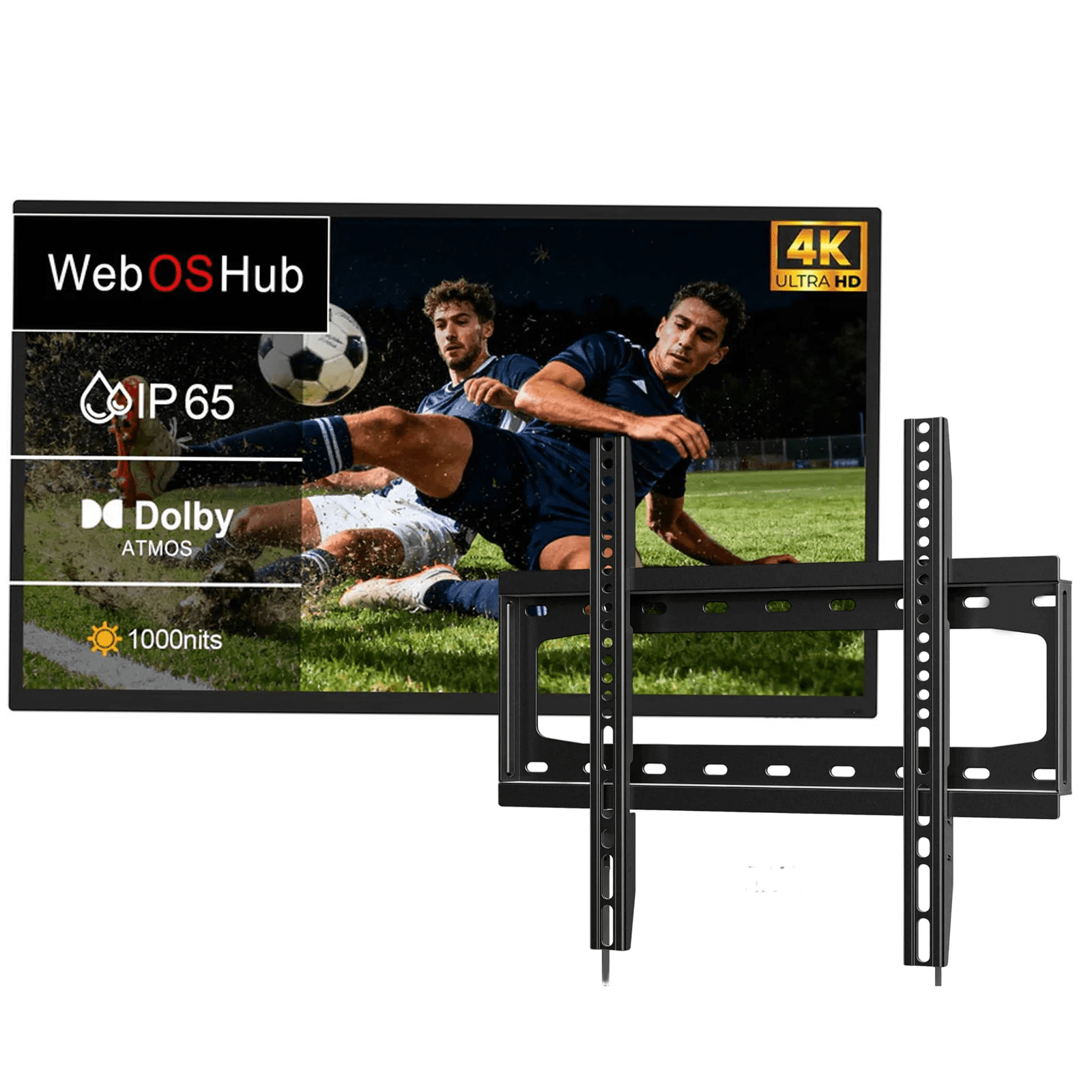 55"Outdoor TV 2500nits High Brightness 4K UHD Smart TV, IP65 Waterproof for Full Sun, Built-in Voice Assistant & Dolby Atmos, All-Metal Body for Poolside/Backyard/Outdoor Entertainment丨360SPB®