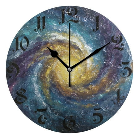 DEIARA Cosmic Spiral Burgundy Butterfly Wall Clock 10in Silent Mechanism Battery Operated Retro Style for Living Room Bedroom and Kitchen Black Pointer