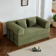 thumbnail image 4 of CQSXDA Foldable 59 Inch Corduroy Sofa Bed With Cylindrical Pillow And Fixed Frame For Living Room Or Bedroom Use, Green, 4 of 16